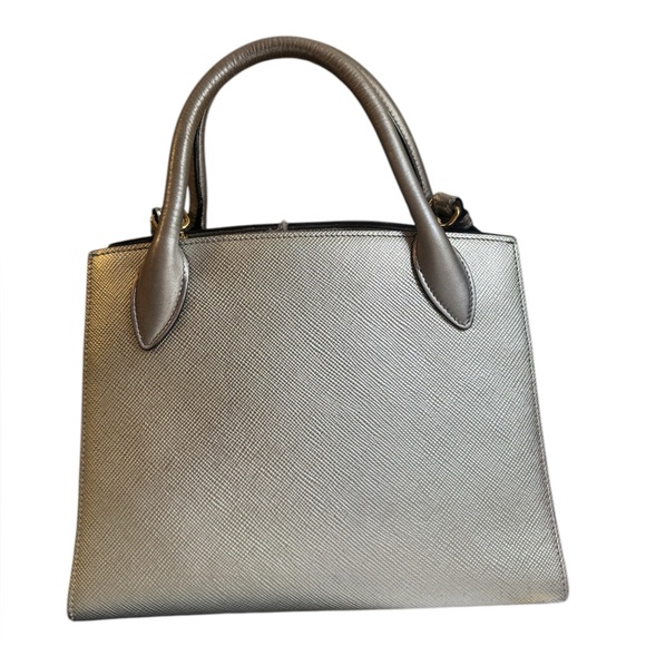 Auth Prada Small Double Cromo Saffiano Cuir City Calf Monochrome Top Handle Bag - Picture 2 of 16